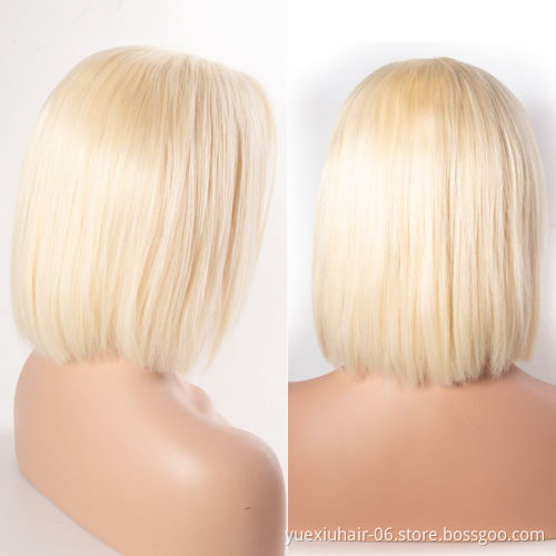 Virgin Cuticle Aligned Brazilian Human Hair Colored Lace BOB Wigs 613 Blonde Lace Front wig 8 inch bob wig